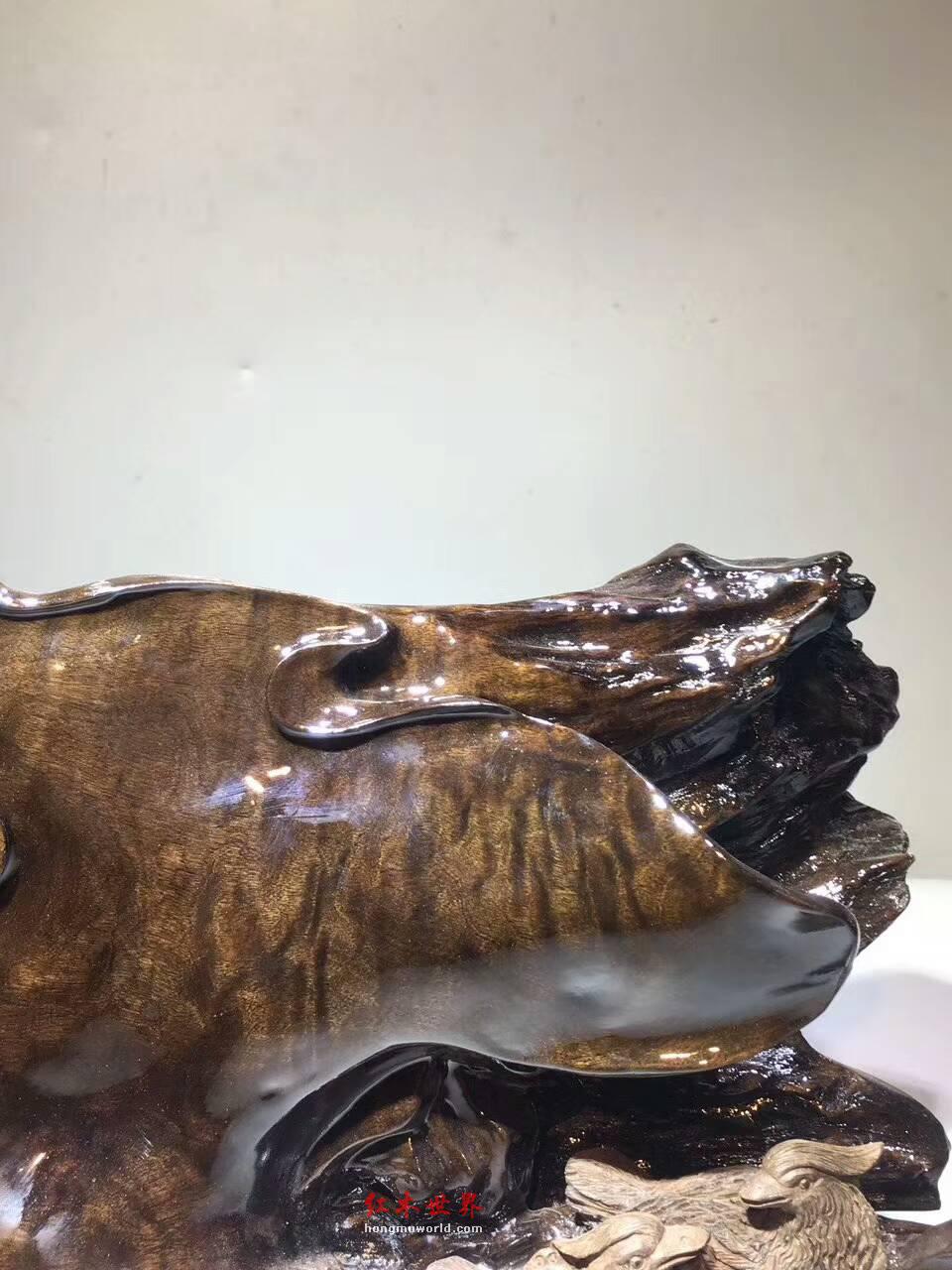 古阴沉木根雕《鸳鸯戏水》设计巧妙栩栩如生送礼首选-3