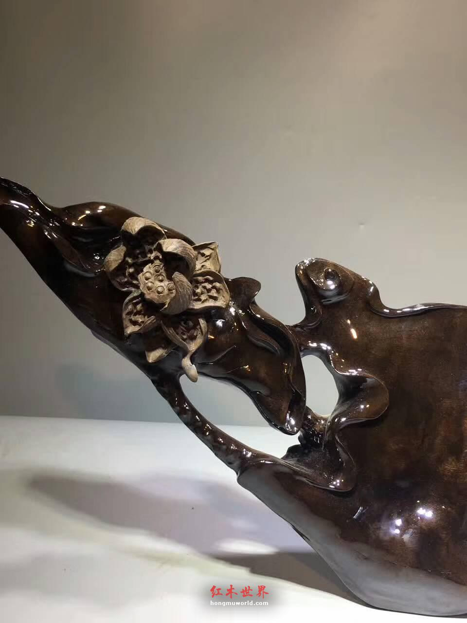 古阴沉木根雕《鸳鸯戏水》设计巧妙栩栩如生送礼首选-2