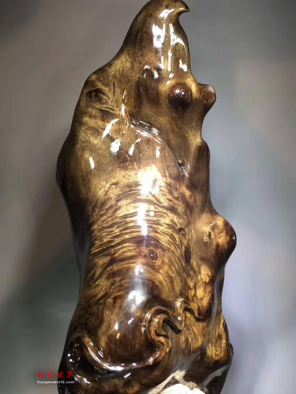 古阴沉木风水柱《鹦鹉（英武）》设计独特送礼有创意-8