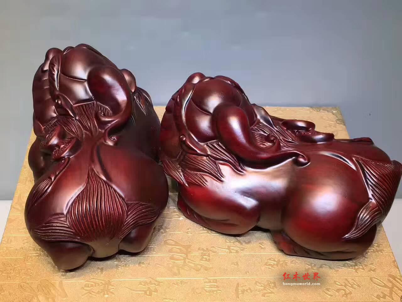 非洲紫檀貔貅一对 雕刻精细有趣适合送礼-3