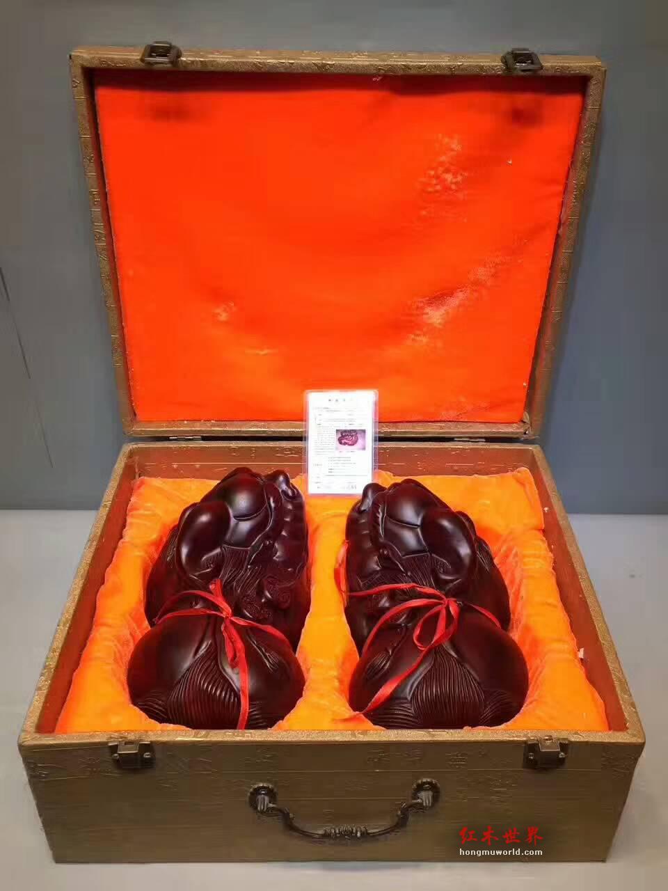 非洲紫檀貔貅一对 雕刻精细有趣适合送礼-5