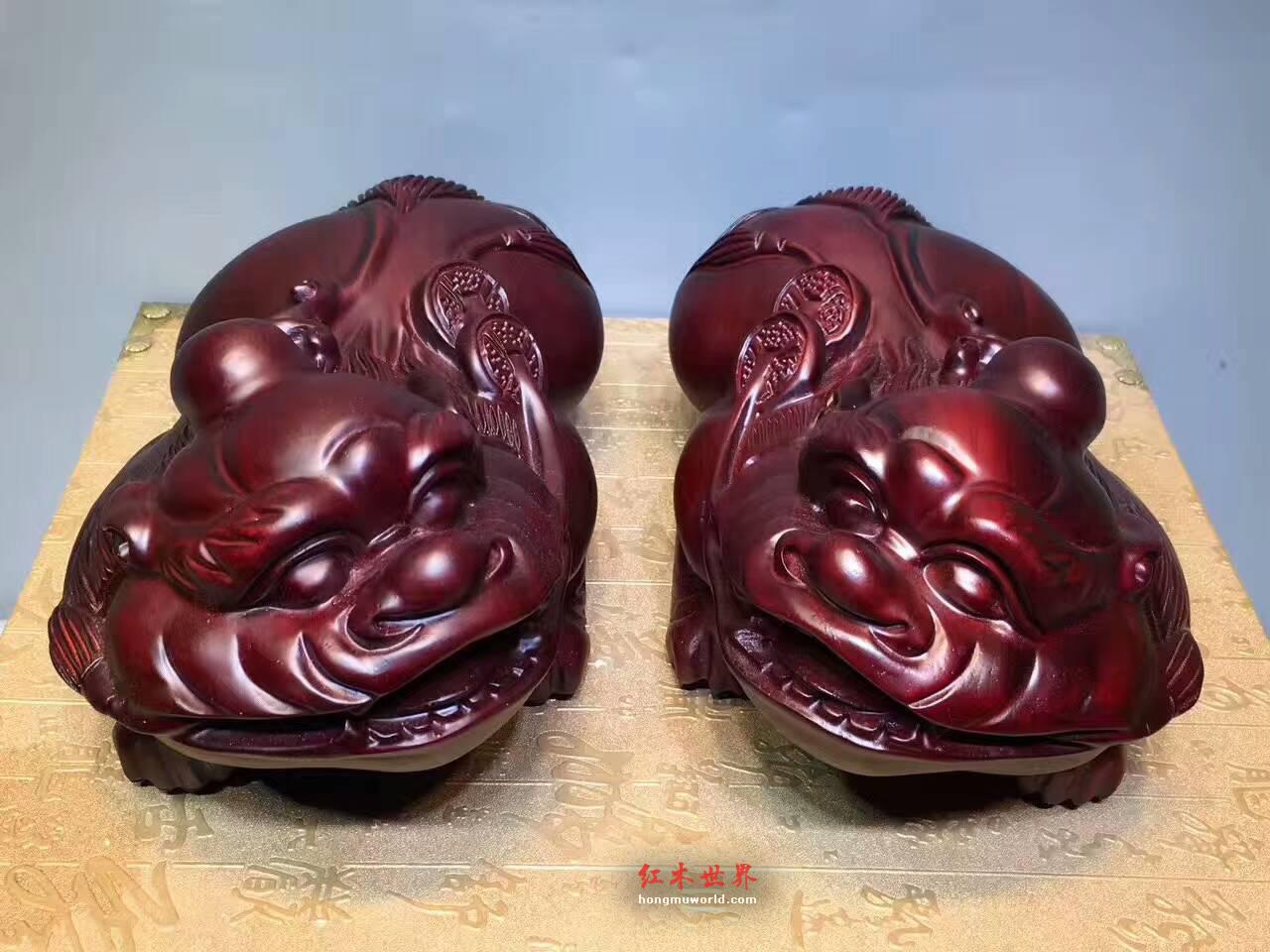 非洲紫檀貔貅一对 雕刻精细有趣适合送礼-7