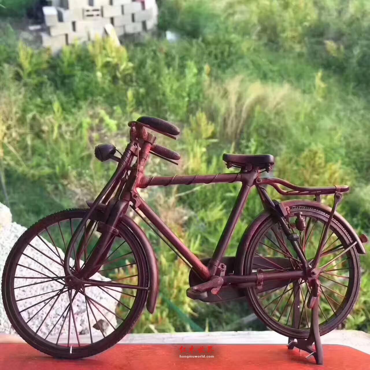 自行车工艺品摆件 小叶紫檀精雕独具匠心-2