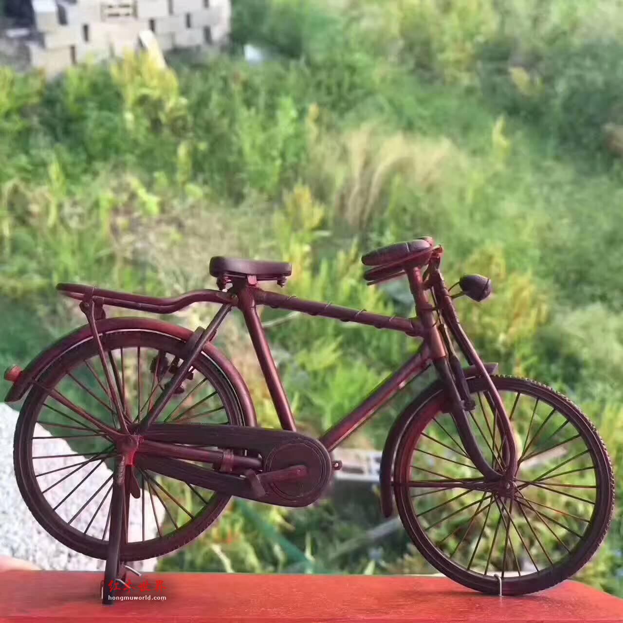 自行车工艺品摆件 小叶紫檀精雕独具匠心-6