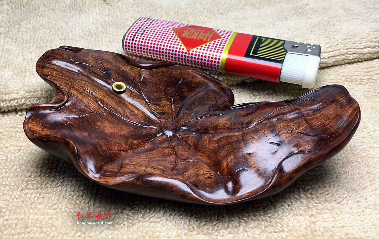 海南黄花梨紫油梨香插 荷花造型千年老料古朴大气-4