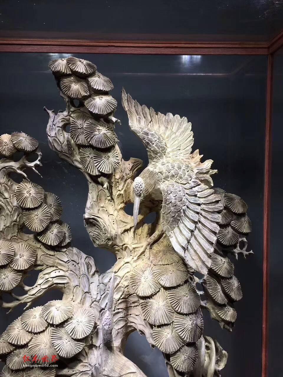 根雕《松鹤延年（双鹤）》 古阴沉木打造全品无拼无接-5