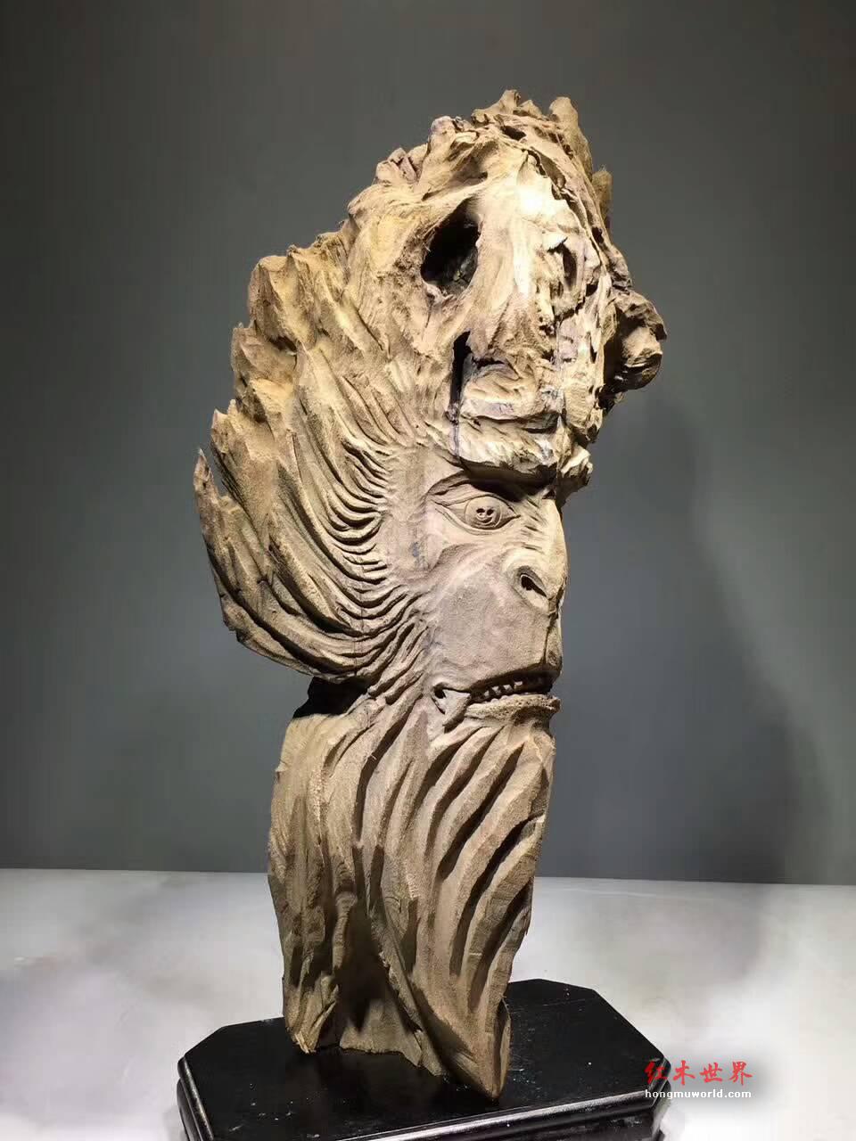 金丝楠阴沉木根雕《齐天大圣》造型大气非凡-4