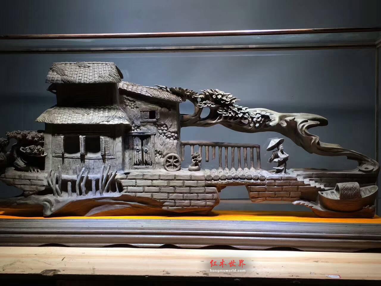 正宗小叶金丝楠阴沉木意境之作《江南水乡》顶级臻品美轮美奂-1