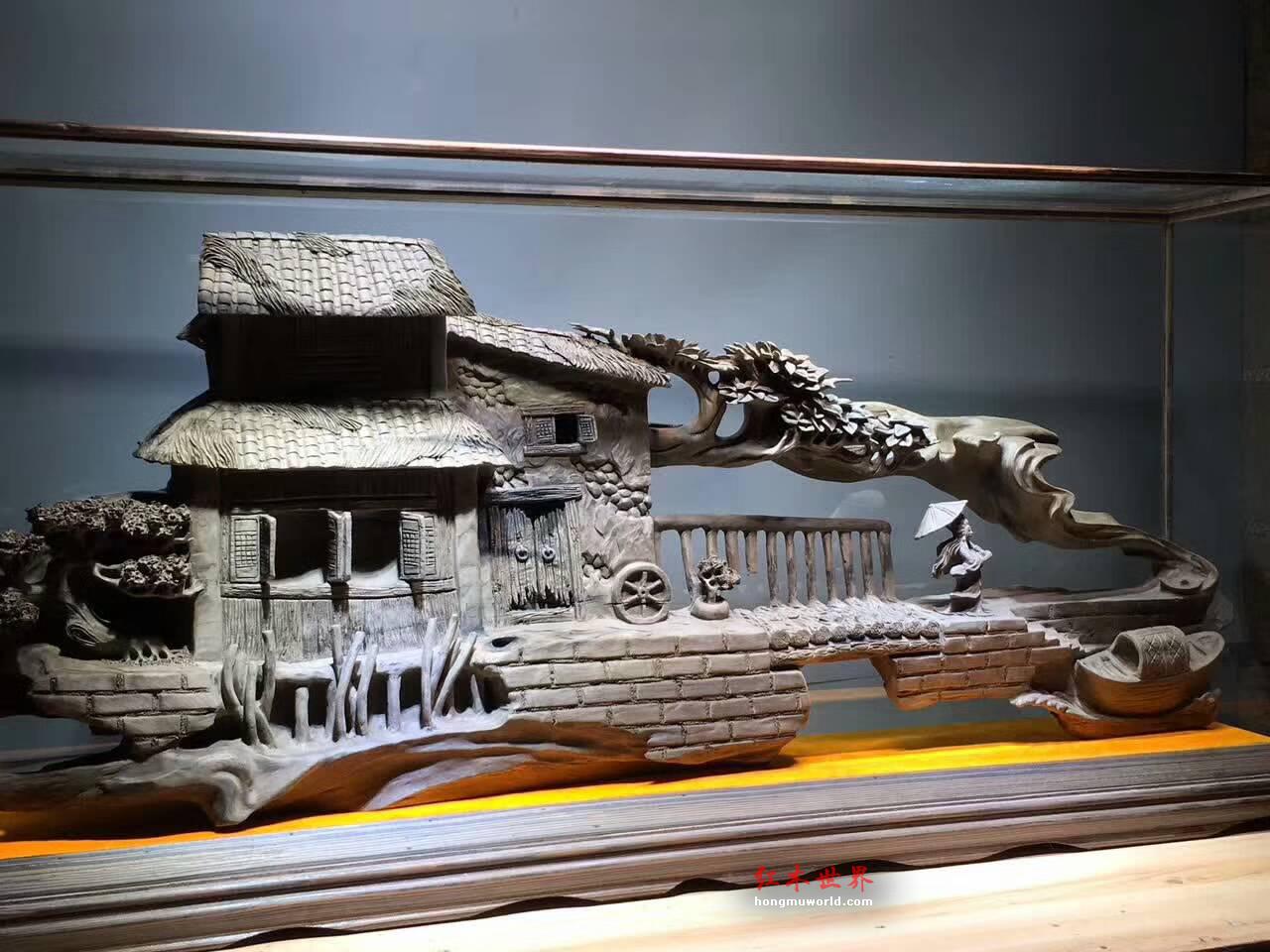 正宗小叶金丝楠阴沉木意境之作《江南水乡》顶级臻品美轮美奂-3