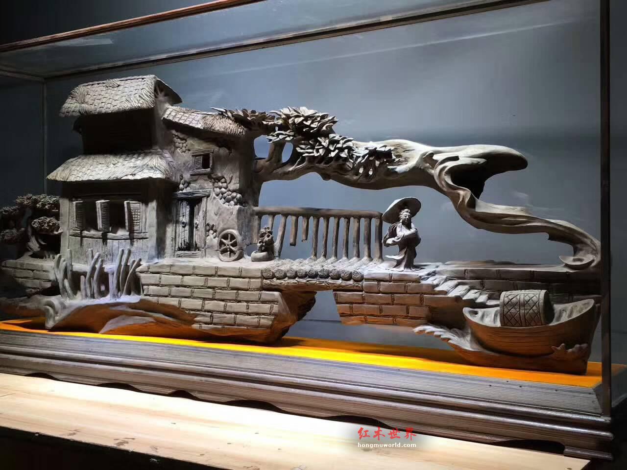 正宗小叶金丝楠阴沉木意境之作《江南水乡》顶级臻品美轮美奂-5
