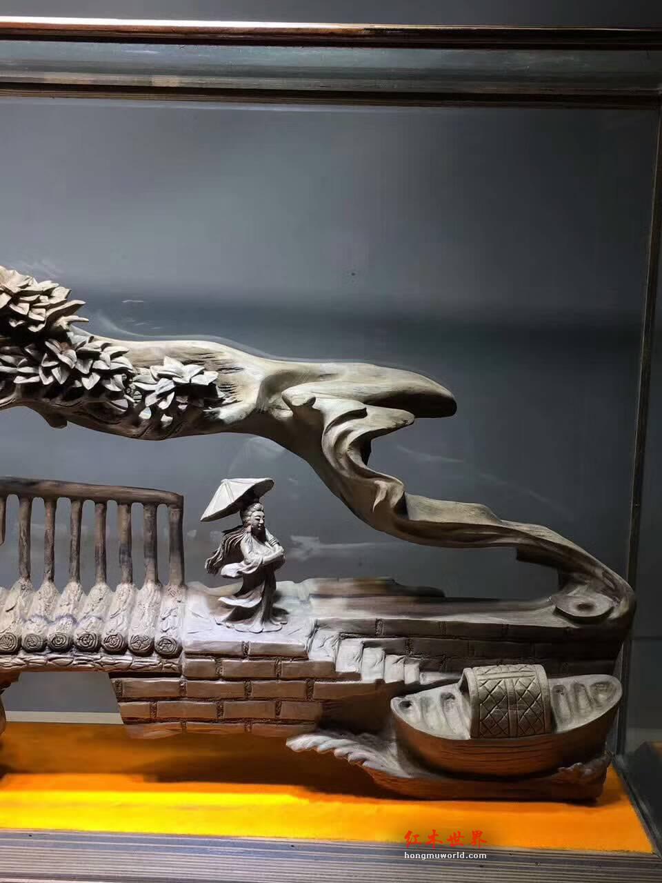 正宗小叶金丝楠阴沉木意境之作《江南水乡》顶级臻品美轮美奂-4