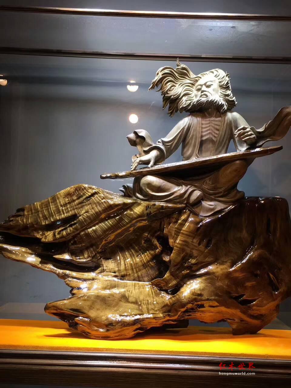 大型根雕摆件《知音》正宗小叶金丝楠阴沉木带水波纹-1