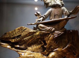 大型根雕摆件《知音》正宗小叶金丝楠阴沉木带水波纹
