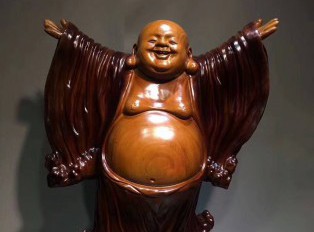 Q版弥勒《海纳百川》根雕摆件 香樟老料香味浓郁