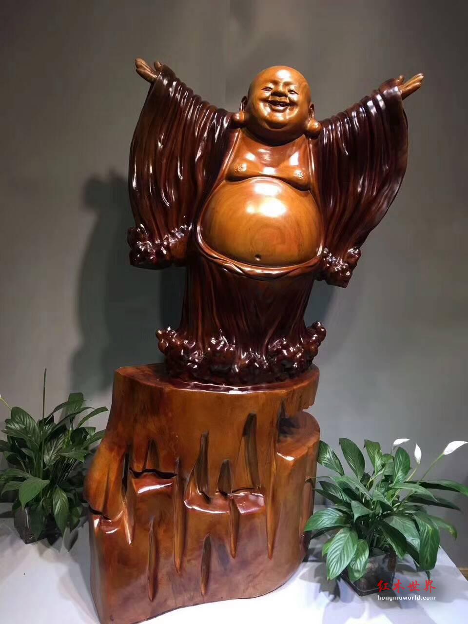 Q版弥勒《海纳百川》根雕摆件 香樟老料香味浓郁-3