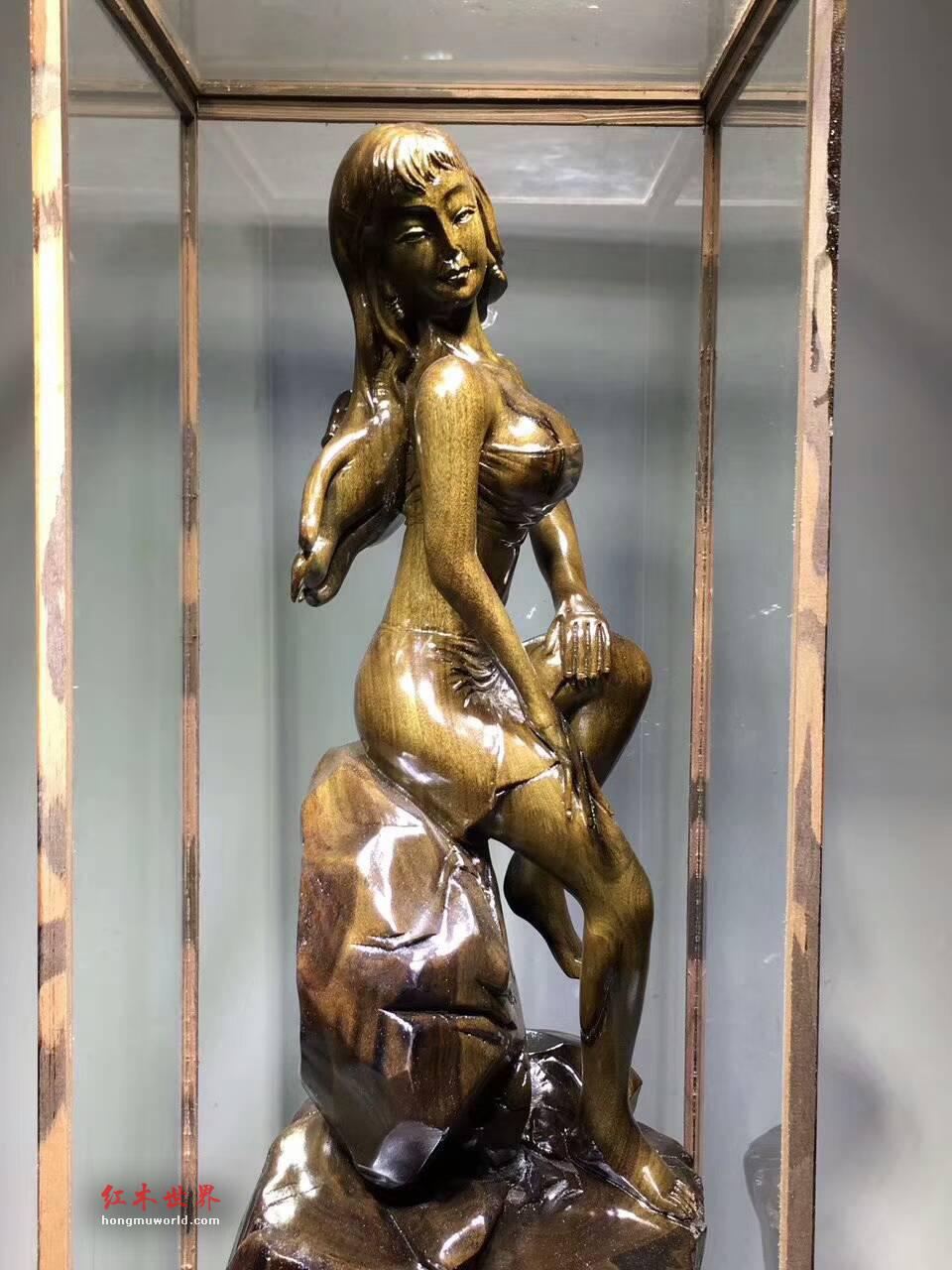 金丝楠阴沉木性感根雕摆件《美女出浴》性价比高的艺术收藏品-2