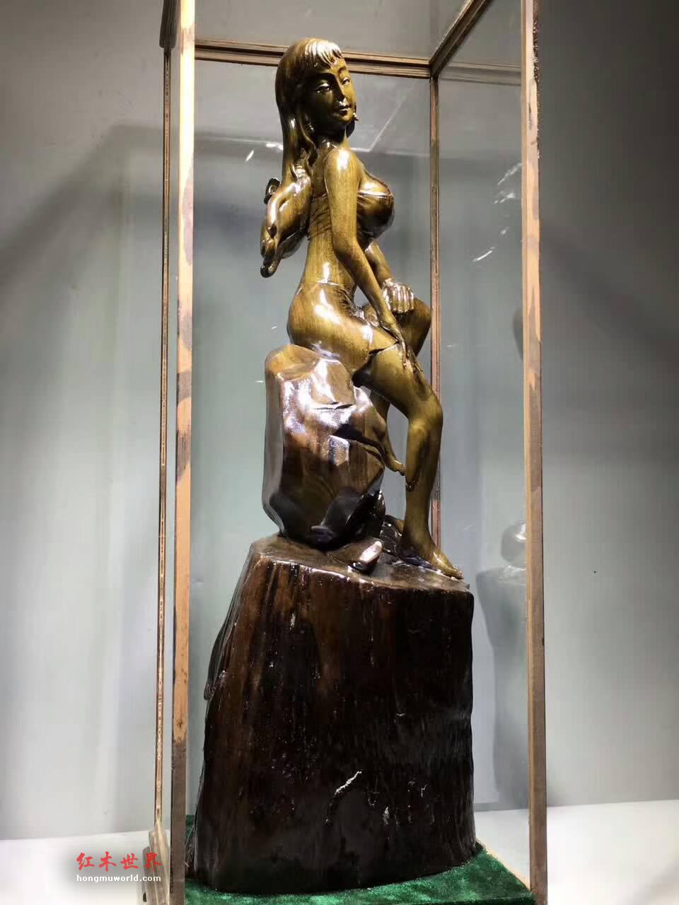 金丝楠阴沉木性感根雕摆件《美女出浴》性价比高的艺术收藏品-3
