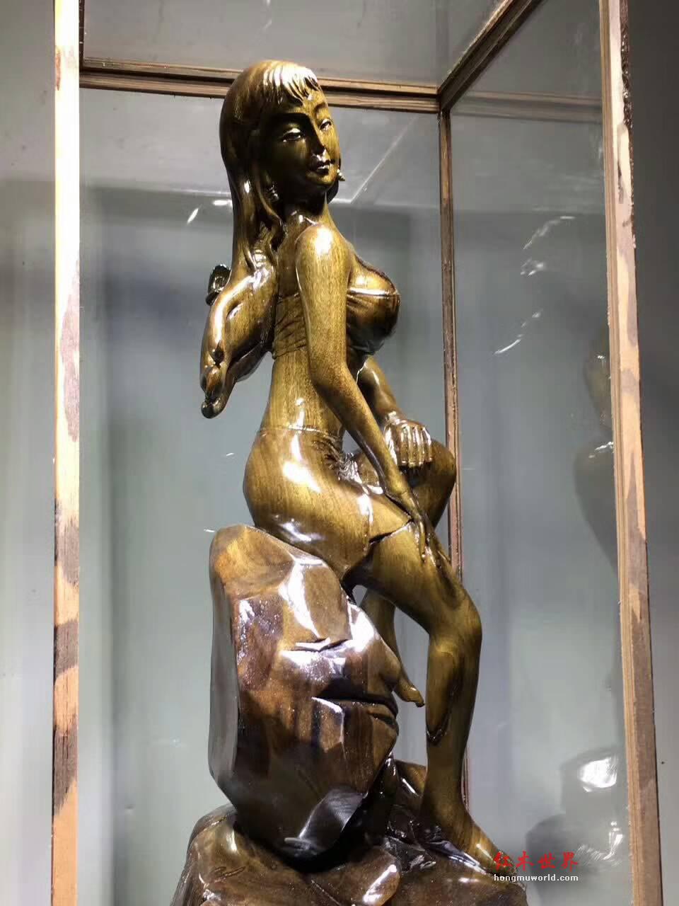 金丝楠阴沉木性感根雕摆件《美女出浴》性价比高的艺术收藏品-4