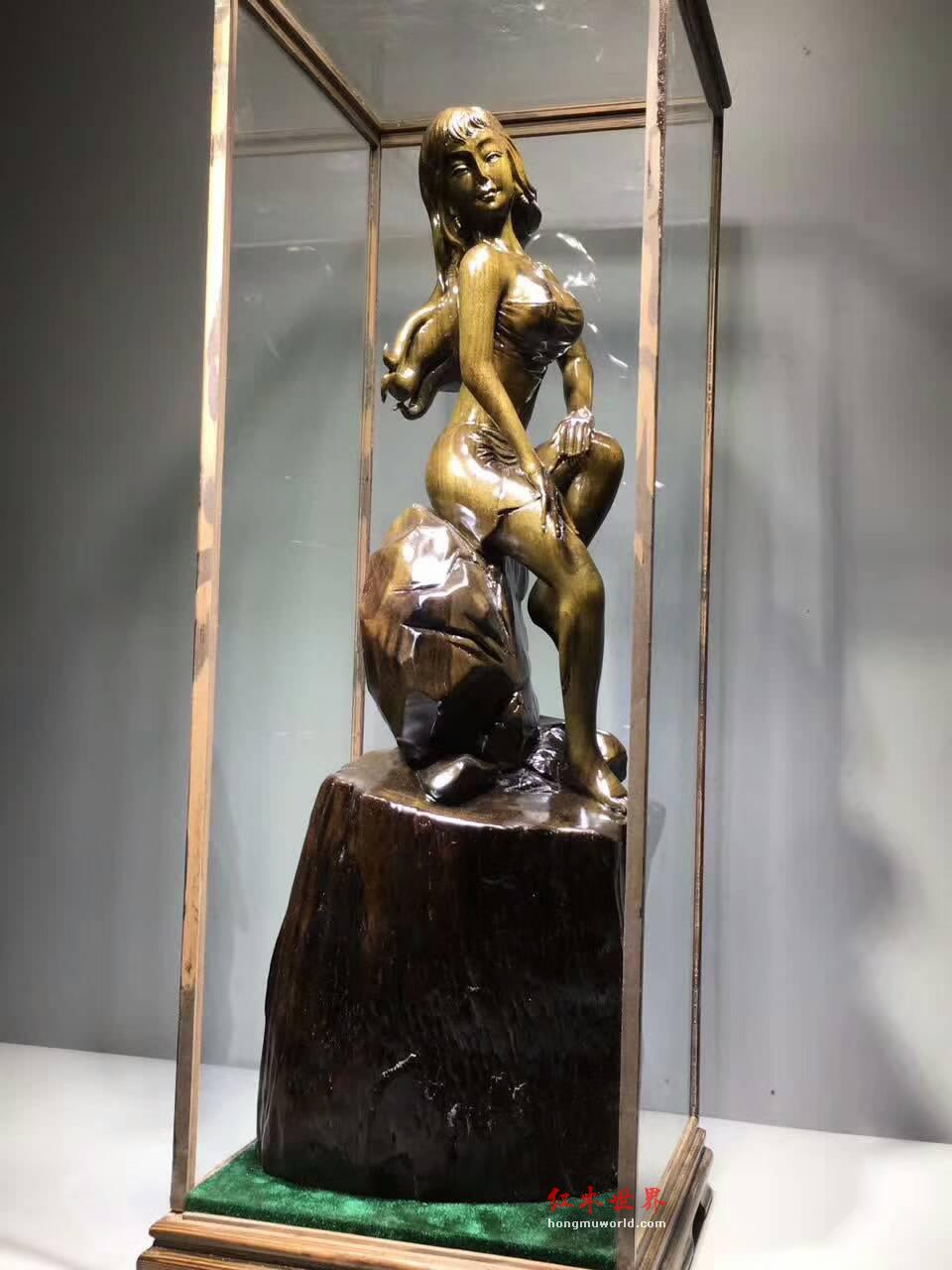 金丝楠阴沉木性感根雕摆件《美女出浴》性价比高的艺术收藏品-5