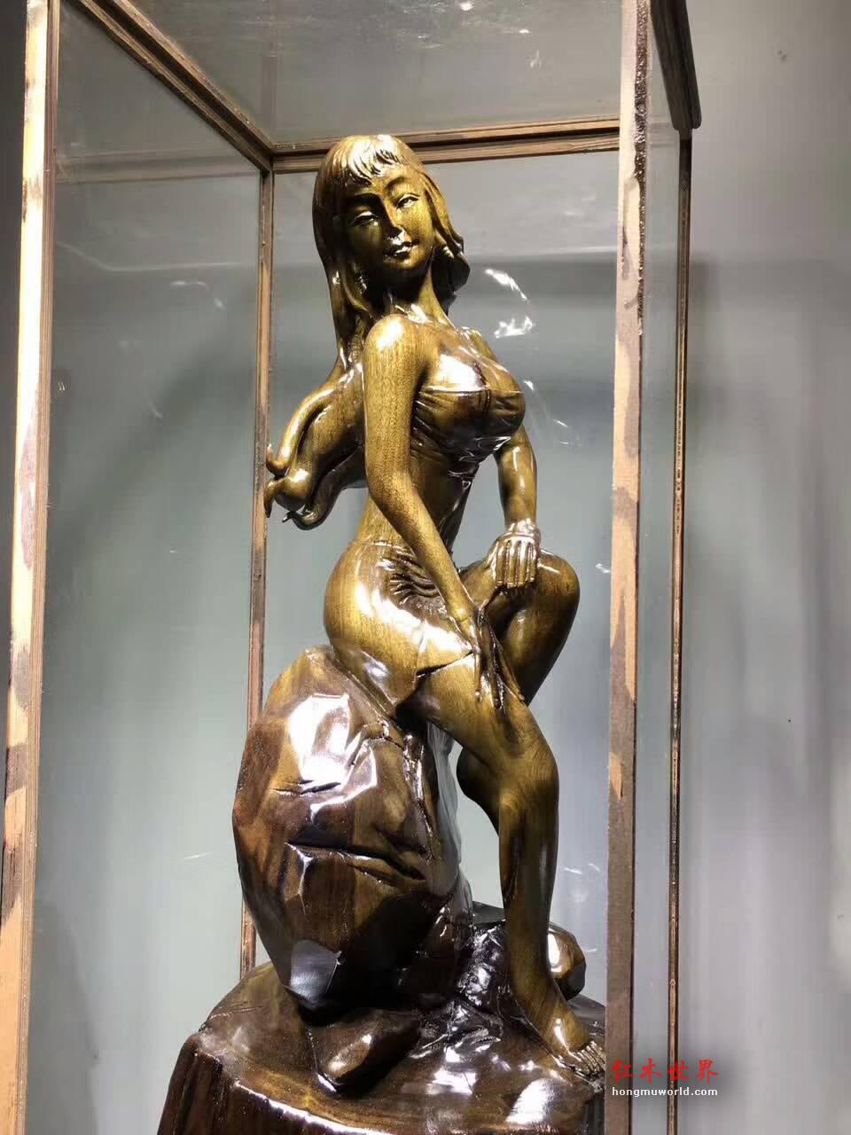 金丝楠阴沉木性感根雕摆件《美女出浴》性价比高的艺术收藏品-6