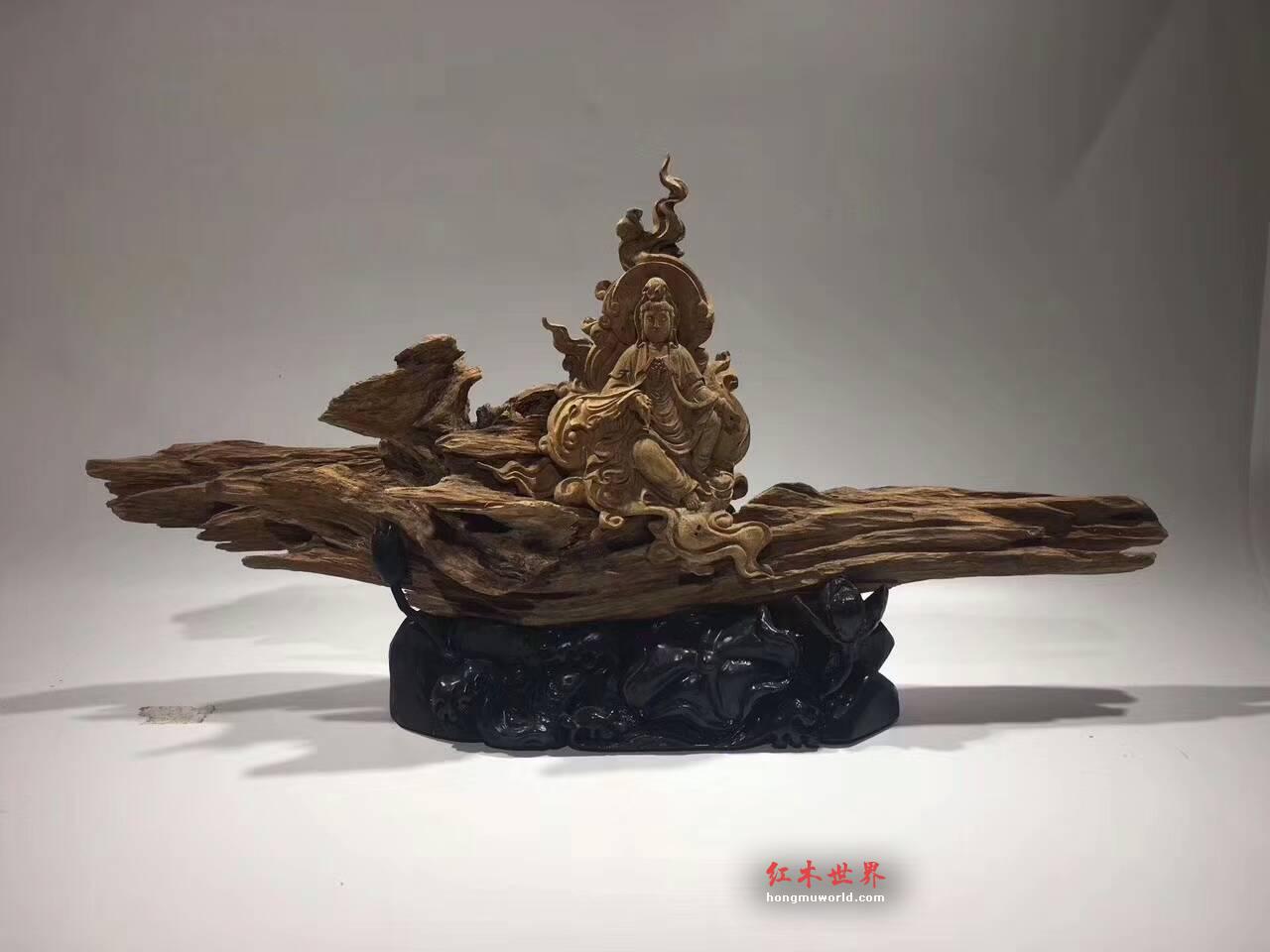 加里曼丹沉香摆件《净瓶观音》 结油性好香味浓郁细节雕刻到位栩栩如生-1