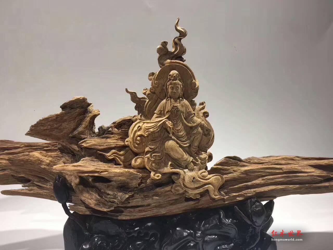 加里曼丹沉香摆件《净瓶观音》 结油性好香味浓郁细节雕刻到位栩栩如生-2