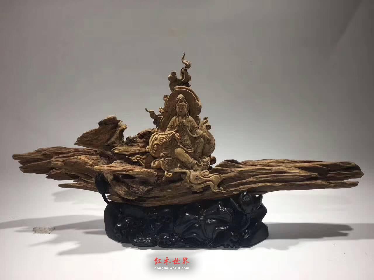 加里曼丹沉香摆件《净瓶观音》 结油性好香味浓郁细节雕刻到位栩栩如生-5
