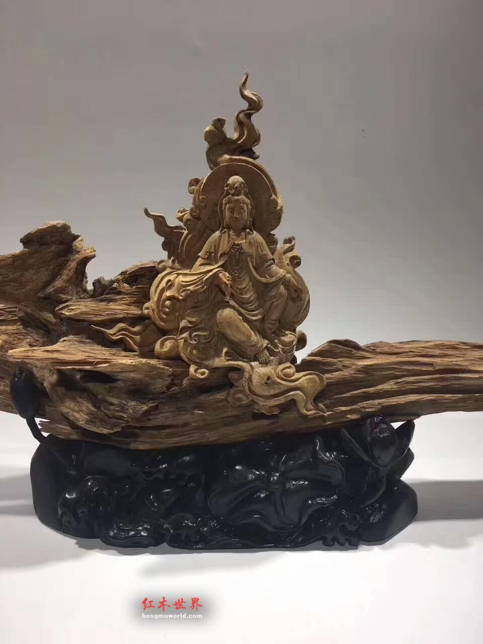 加里曼丹沉香摆件《净瓶观音》 结油性好香味浓郁细节雕刻到位栩栩如生-4