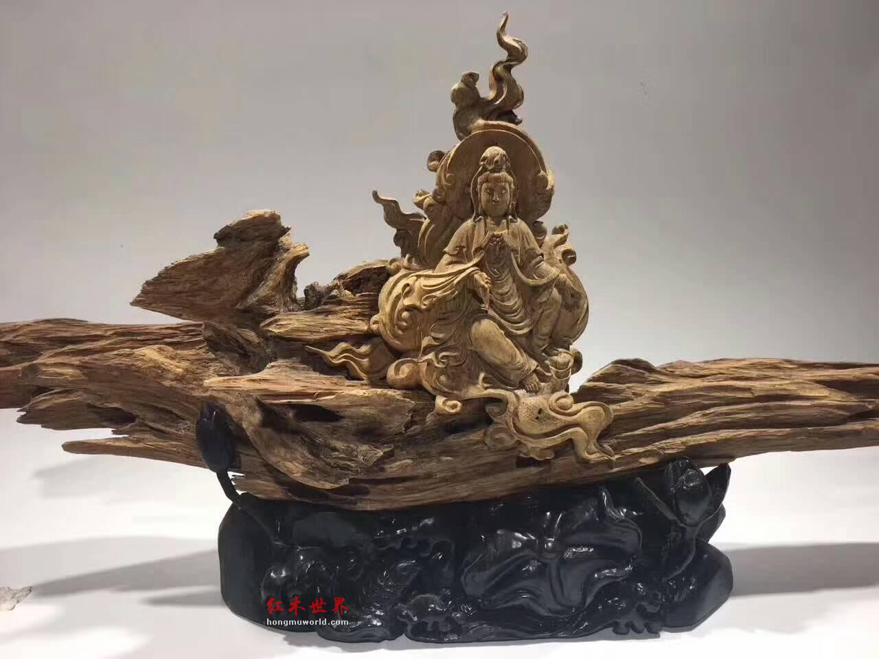 加里曼丹沉香摆件《净瓶观音》 结油性好香味浓郁细节雕刻到位栩栩如生-8