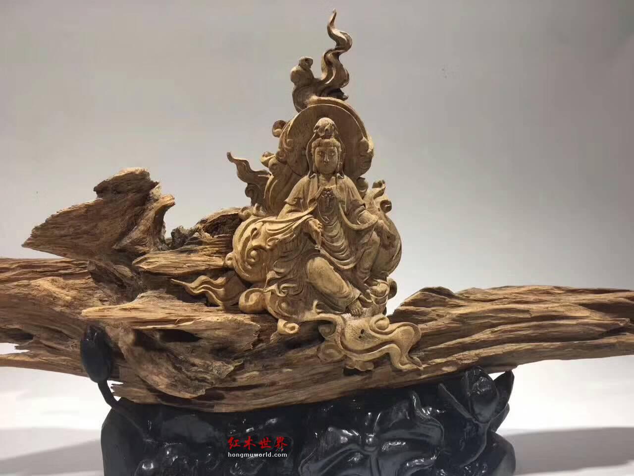 加里曼丹沉香摆件《净瓶观音》 结油性好香味浓郁细节雕刻到位栩栩如生-7