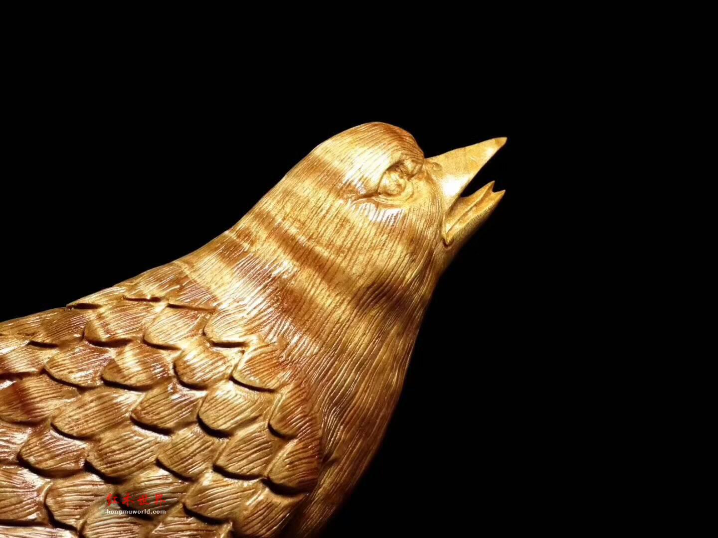 金丝楠木根雕《富贵鸟》 通体水波无瑕刻画神似难得佳品-4