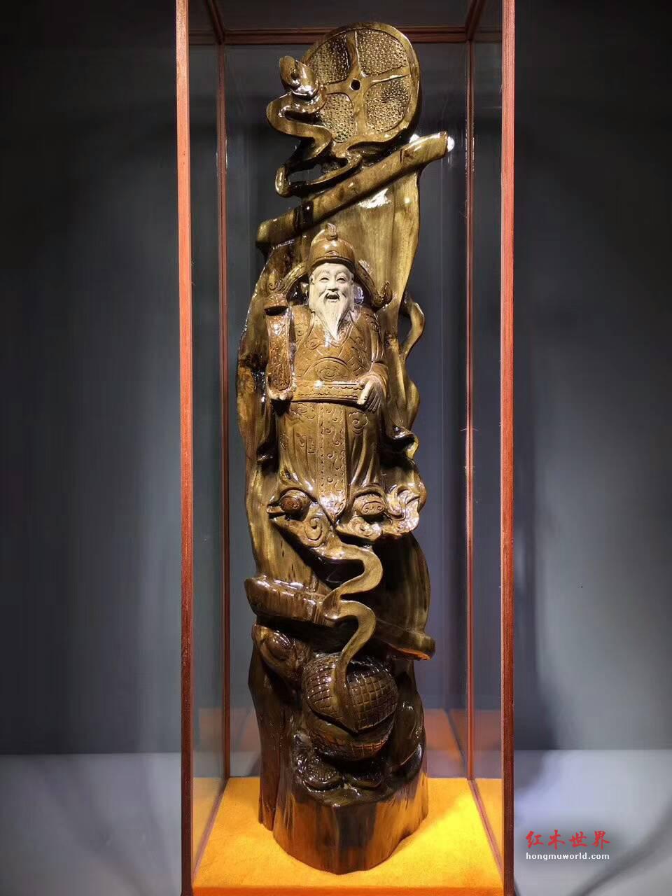 小叶桢楠阴沉木《财神爷》摆件 精致雕工大气迎财-2