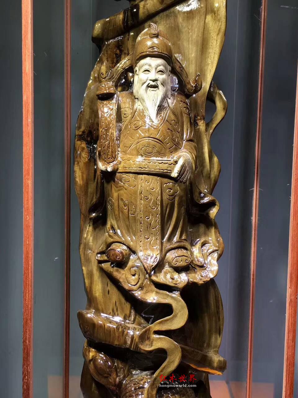 小叶桢楠阴沉木《财神爷》摆件 精致雕工大气迎财-4