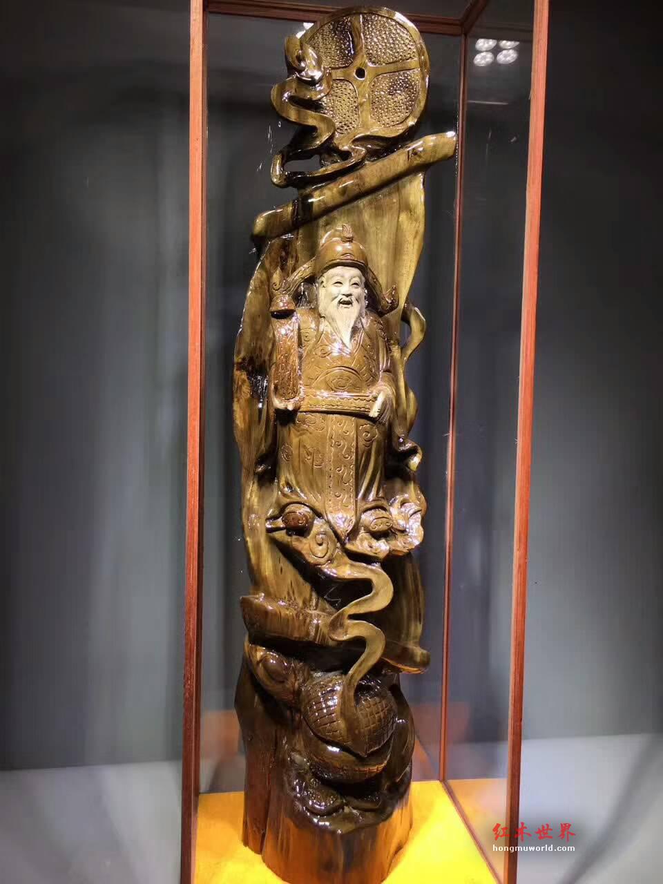 小叶桢楠阴沉木《财神爷》摆件 精致雕工大气迎财-5