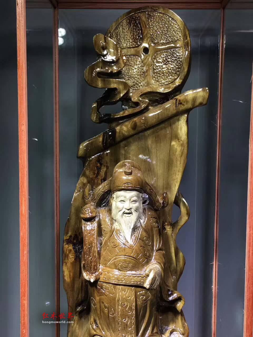 小叶桢楠阴沉木《财神爷》摆件 精致雕工大气迎财-6