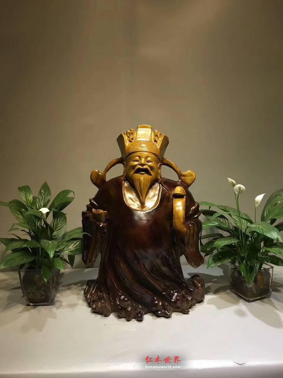 楠木老料手工打造摆件《财神》笑脸迎财财自来-1