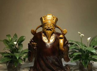 楠木老料手工打造摆件《财神》笑脸迎财财自来