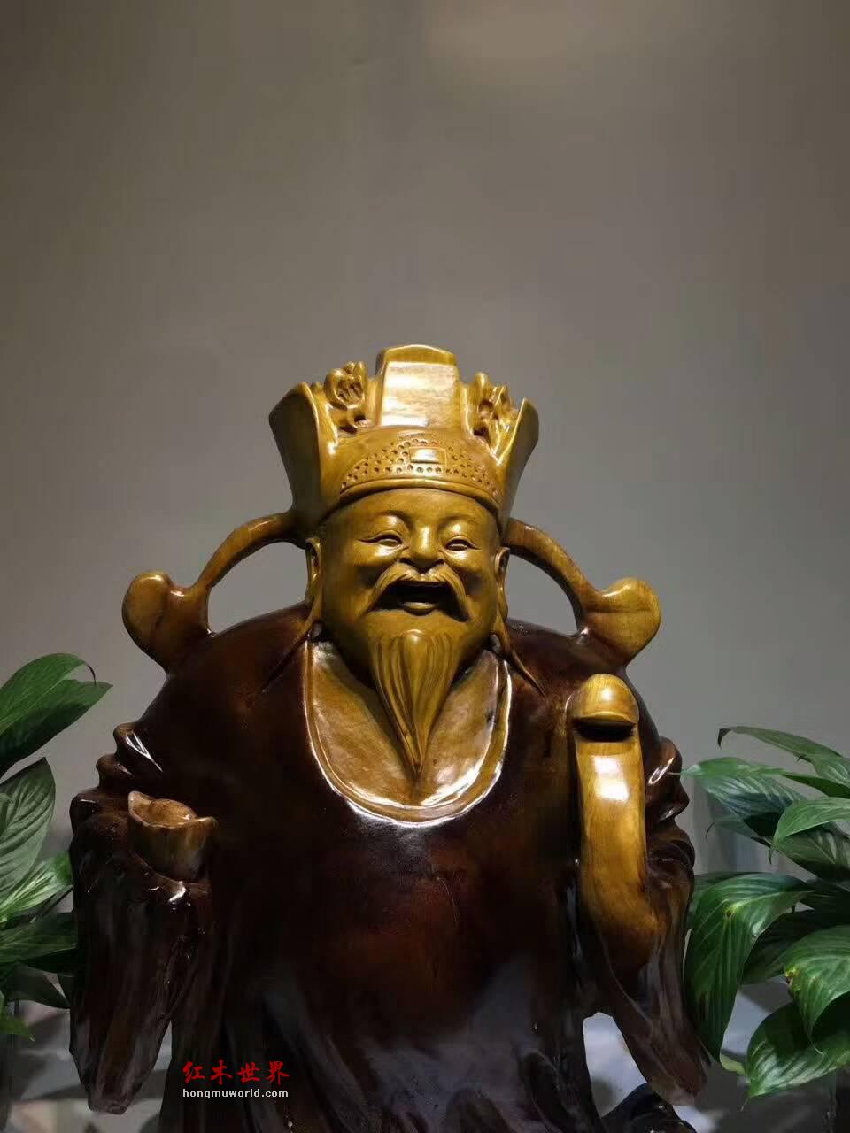 楠木老料手工打造摆件《财神》笑脸迎财财自来-6