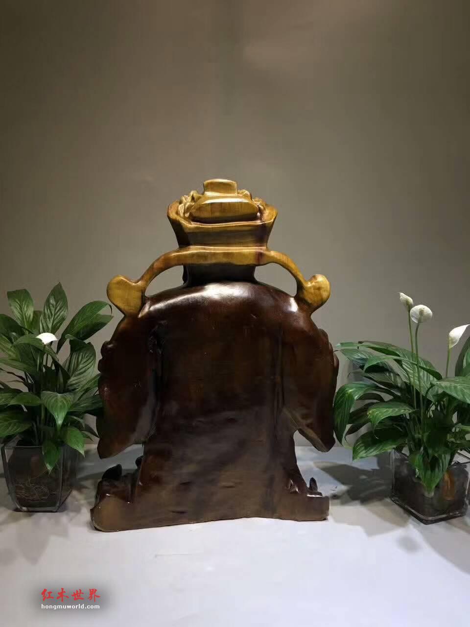楠木老料手工打造摆件《财神》笑脸迎财财自来-8