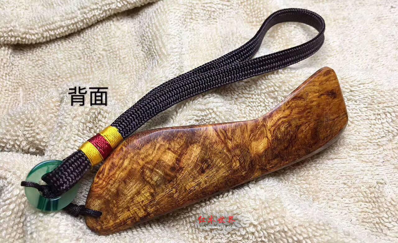 海南黄花梨随形手把件 黄金满水波纹精致小巧-6