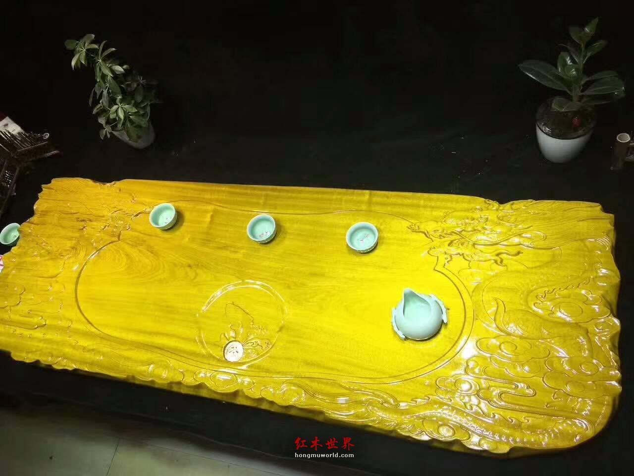 金丝楠木茶盘《龙腾四海》简约大气雕刻霸气十足-1