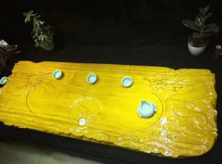 金丝楠木茶盘《龙腾四海》简约大气雕刻霸气十足