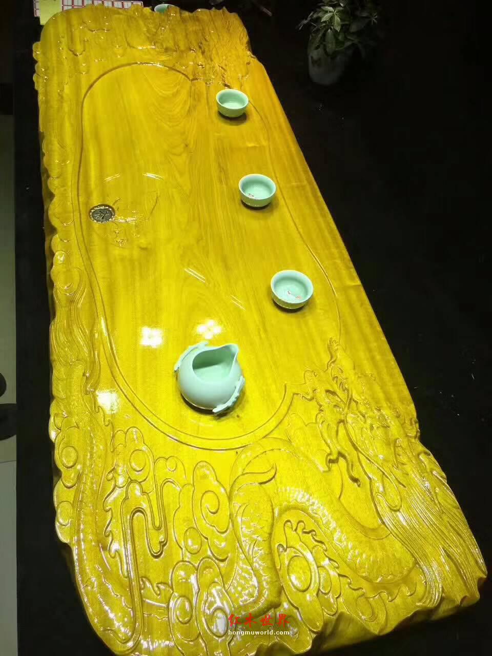 金丝楠木茶盘《龙腾四海》简约大气雕刻霸气十足-5