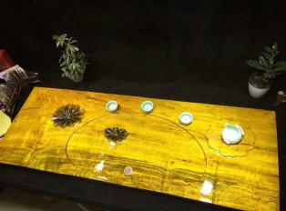 金丝楠木茶盘 版面雕刻荷叶寓意和和美美古朴大方