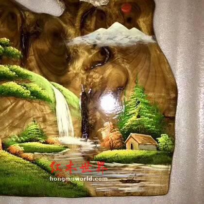 金丝楠随形创意画《山水风光》小叶桢楠树头料环保不褪色-1