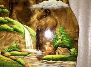 金丝楠随形创意画《山水风光》小叶桢楠树头料环保不褪色