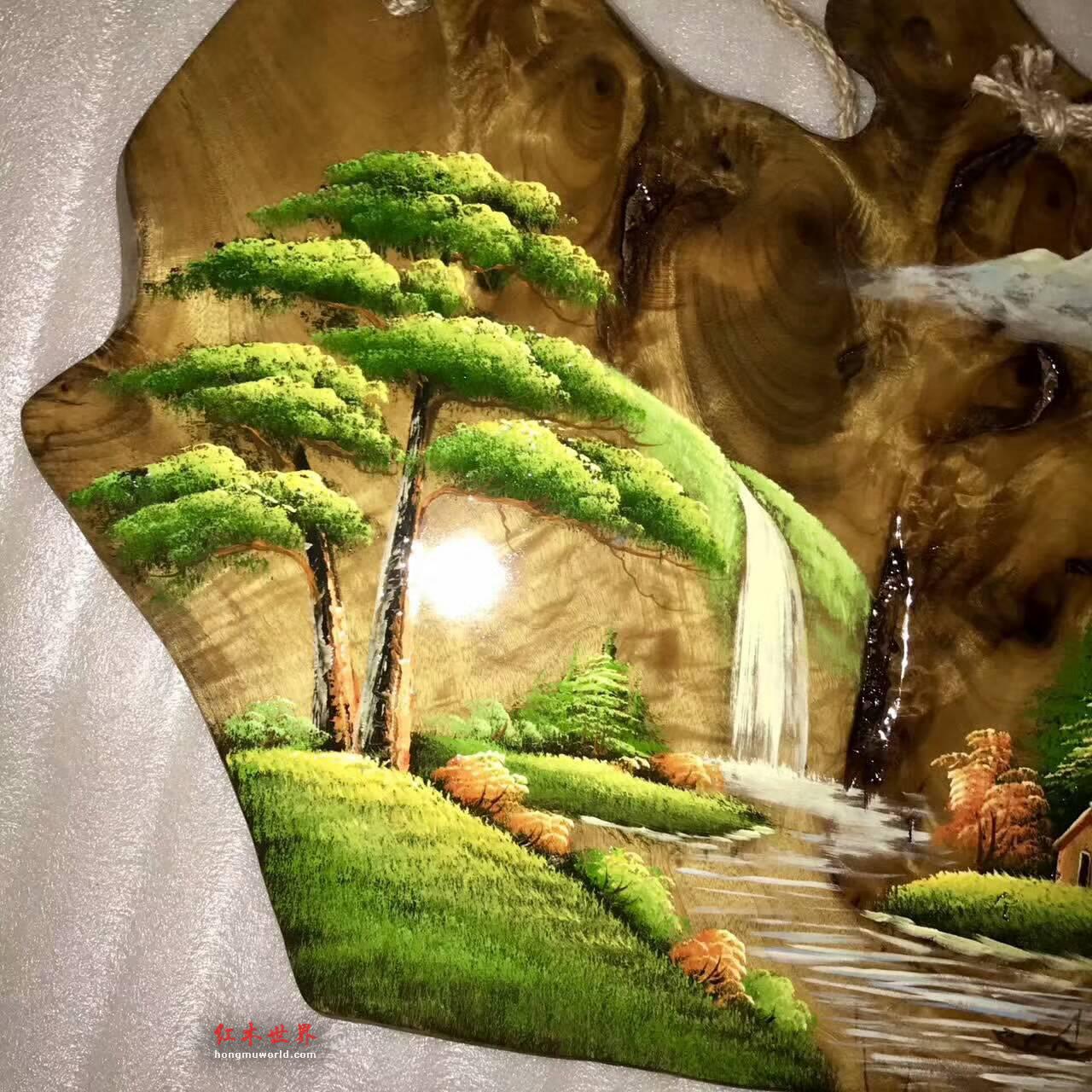 金丝楠随形创意画《山水风光》小叶桢楠树头料环保不褪色-3