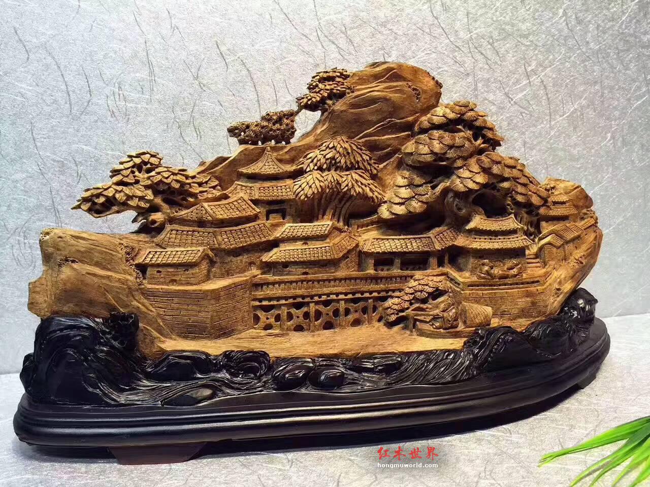 印尼天然沉香雕件《锦绣嘉园》 工艺细腻精湛大气上档次-2