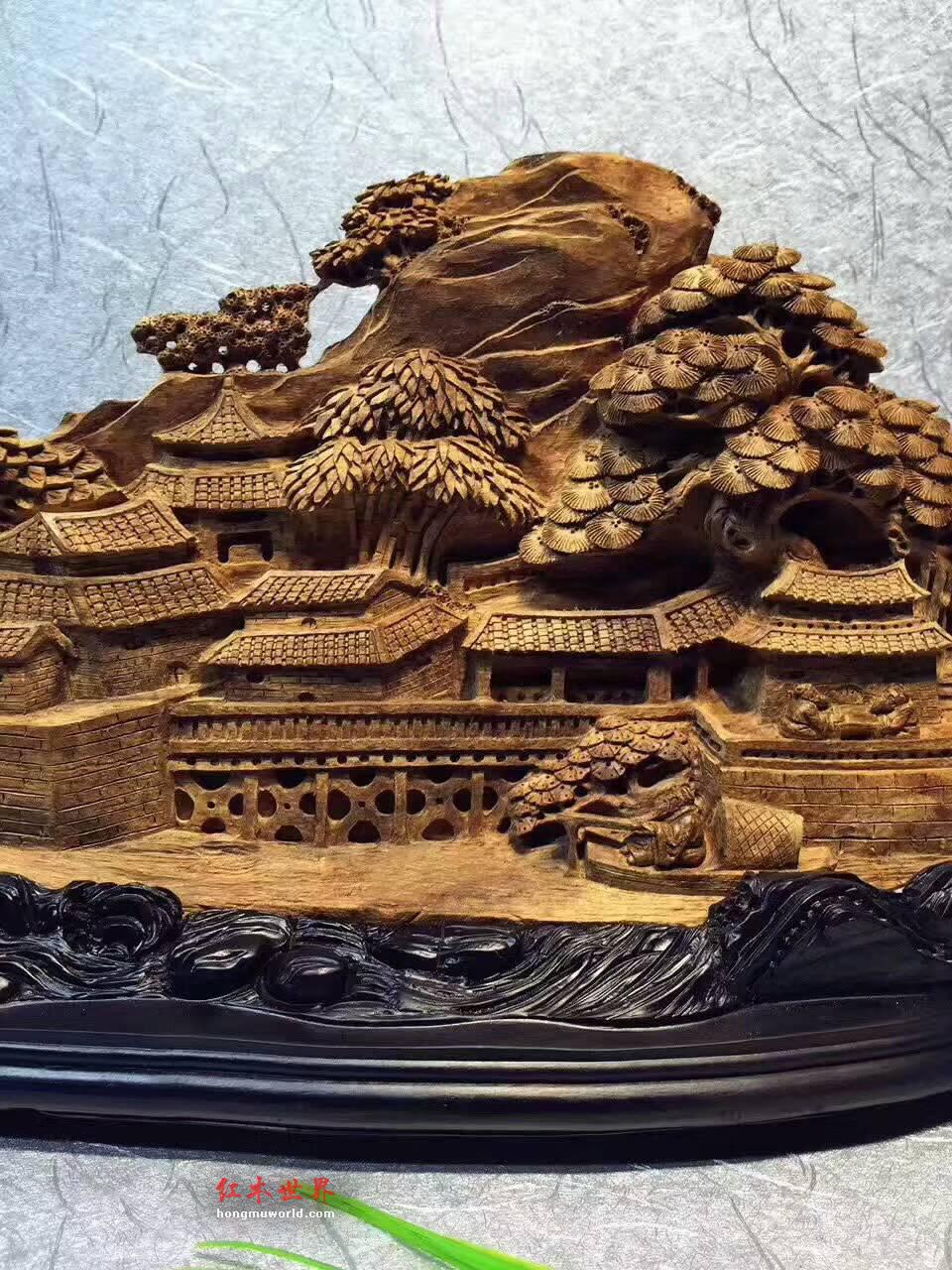 印尼天然沉香雕件《锦绣嘉园》 工艺细腻精湛大气上档次-4