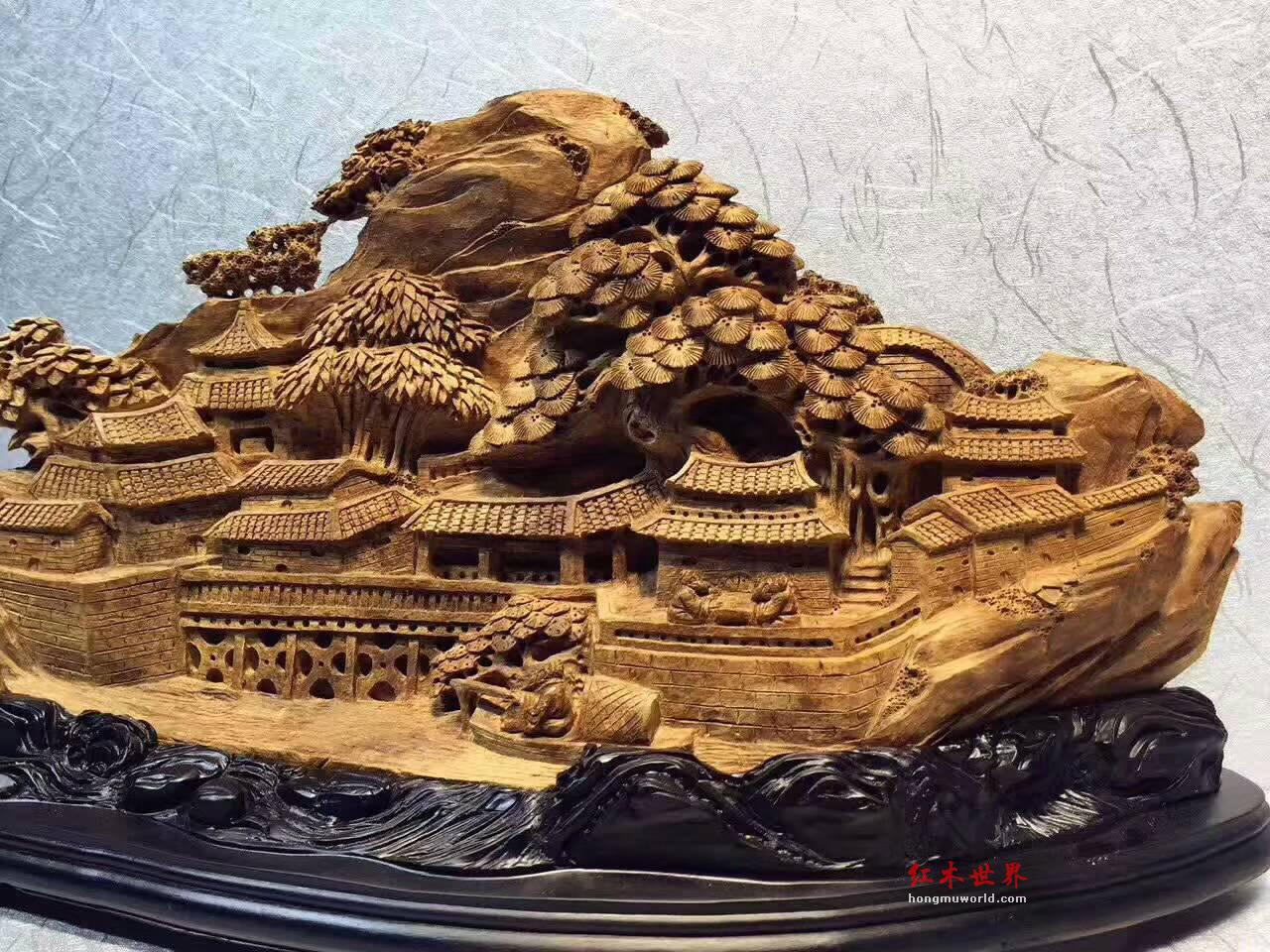 印尼天然沉香雕件《锦绣嘉园》 工艺细腻精湛大气上档次-6